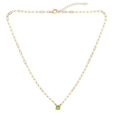 Signed Gold Over Sterling Silver Peridot Oval Link Chain Necklace