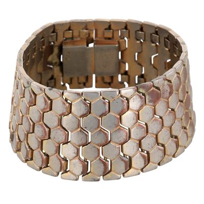Trifari Silver Tone Honeycomb Large Bracelet