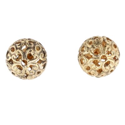 14K Yellow Gold Filled Filigree Ball Stud Earrings