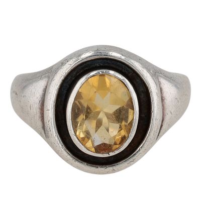 Boma Sterling Silver Citrine Oval Double Bezel Set Ring Size 7.5