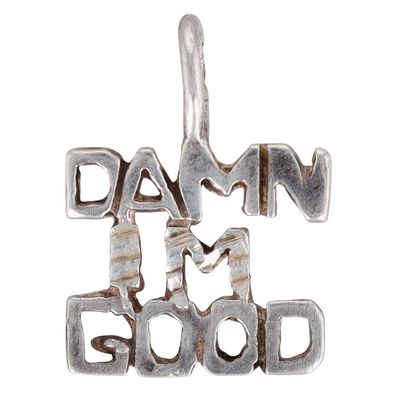 14K White Gold Damn I'm Good Charm Pendant