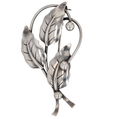 Niels Erik From Denmark Sterling Silver Triple Leaf Brooch