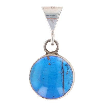Sterling Silver Morpho Butterfly Wing Pendant