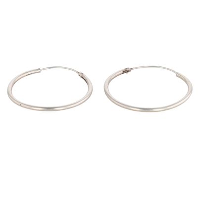 Sterling Silver Mid Size Endless Hoop Earrings