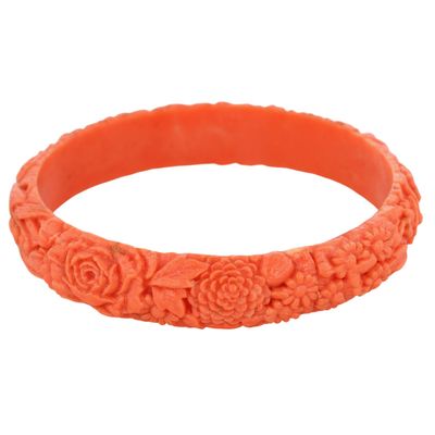 Vintage Acrylic Beautiful Floral Bangle Bracelet