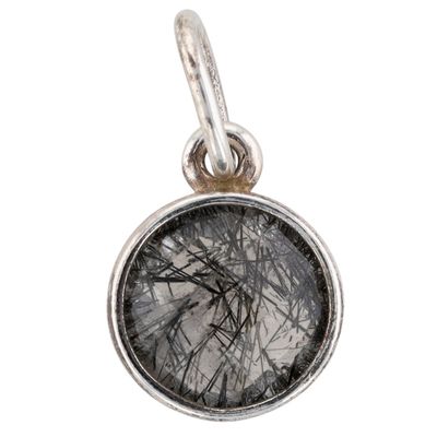 Pandora Sterling Silver Moss Agate Rose Cut Pendant