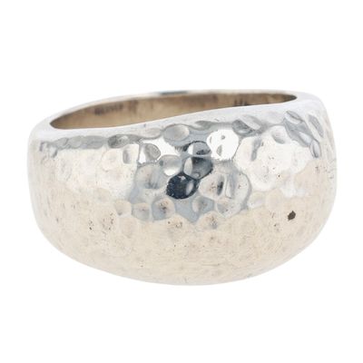 Taxco Mexico Sterling Silver Hammered Dome Band Ring Size 8.5