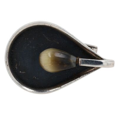 Rare Jules Brenner Sterling Silver Polished Horn Modern Cufflink