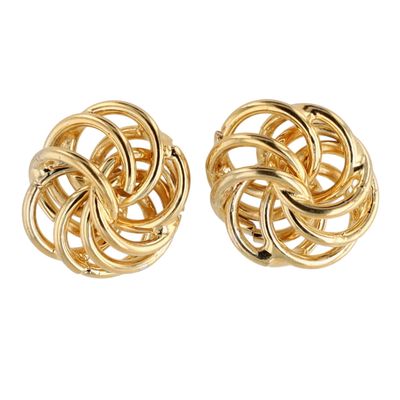 Italy Gold Over Sterling Silver Interlocking Stud Earrings