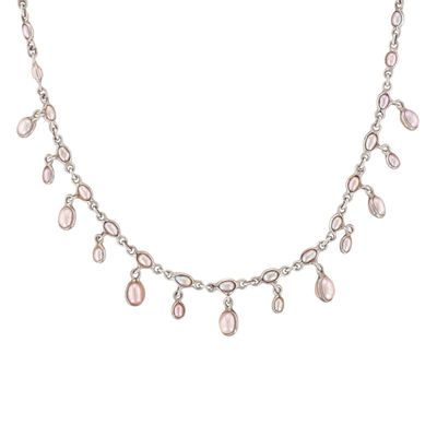 Sterling Silver Pearl Link Fringe Necklace