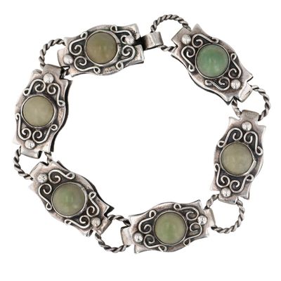 Mexico Vintage Sterling Silver Cantera Spratling Era Scroll Link Bracelet