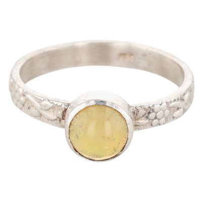Sterling Silver Fire Opal Posey Band Ring Size 9