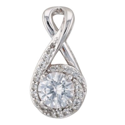 Prime American Jewel Sterling Silver White Sapphire Crossover Slide Pendant
