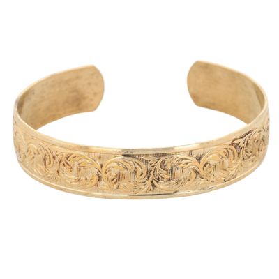 Danecraft Gold Over Sterling Silver Engraved Scroll Cuff Bracelet
