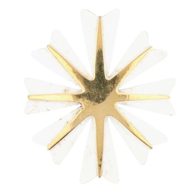 Trifari Gold Tone Metal Enamel Star Flower Pendant