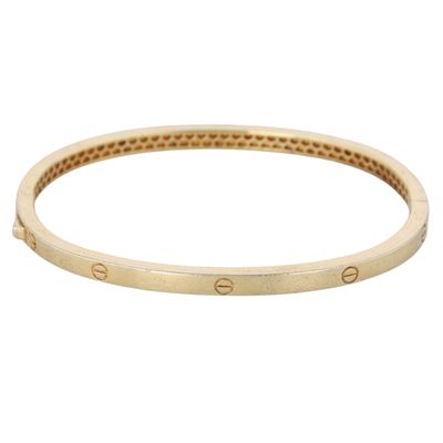 Gold Over Sterling Silver Screw Detail Hinged Bangle Bracelet