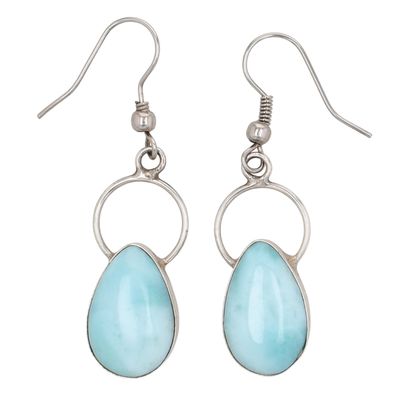 Sterling Silver Larimar Drop Dangle Earrings