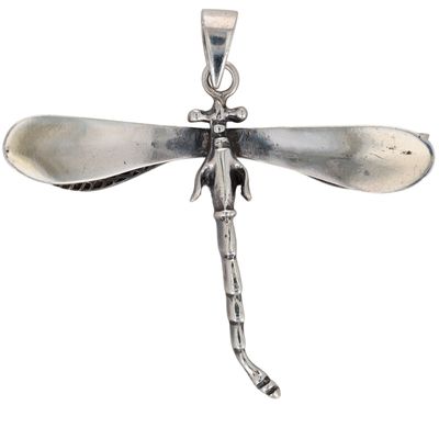 Sterling Silver Realistic Flying Dragonfly Pendant