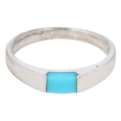 Signed Southwest Style Sterling Silver Turquoise Ring Size 9