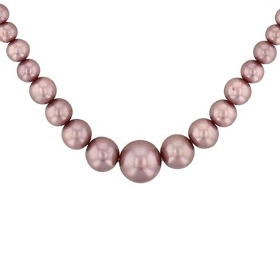 Silver Tone Metal Faux Pearl Necklace