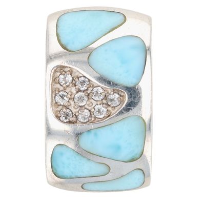 Maralago Sterling Silver Sapphire Larimar Inlay Pebbled Slide Pendant