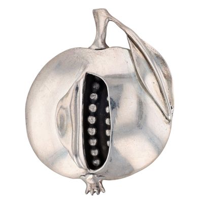 Signed Sterling Silver Jewish Federation Pomegranate Brooch Pendant