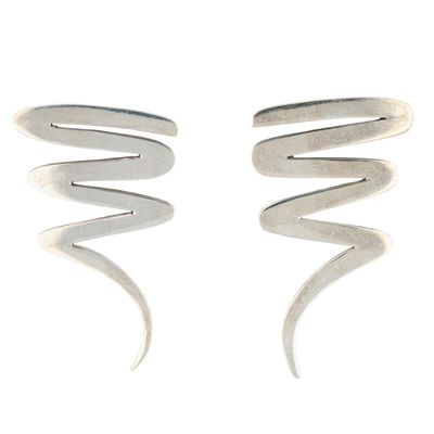 Taxco Mexico Sterling Silver Squiggle Stud Earrings