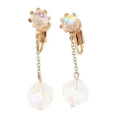 Gold Tone Crystal Drop Dangle Earrings