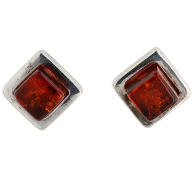 Sterling Silver Modernist Cube Stud Earrings