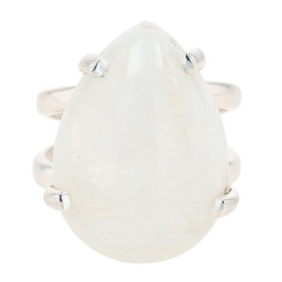 Arya Sterling Silver Moonstone Teardrop Statement Ring Size 6