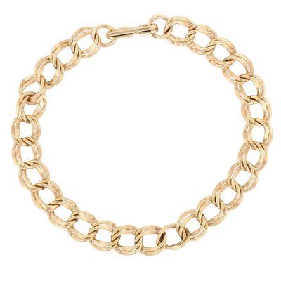 Signed Vintage 12K Yellow Gold Filled Double Cuban Link Bracelet