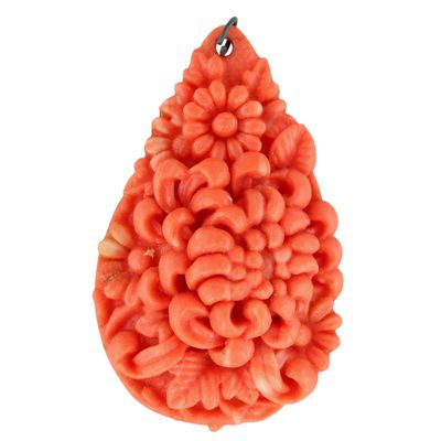 Japanese Acrylic Floral Teardrop Pendant