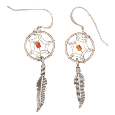 Southwest Sterling Spiny Oyster Dream Catcher Earrings