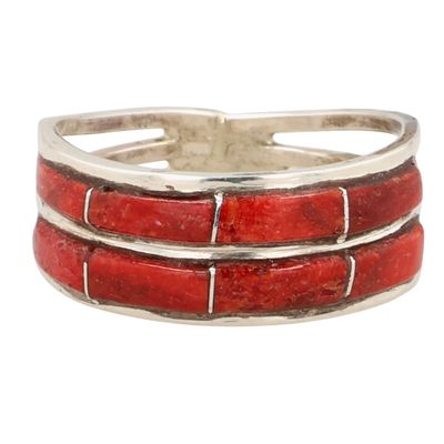 Debbie Livingston Navajo Sterling Spiny Oyster Ring Sz 6.5