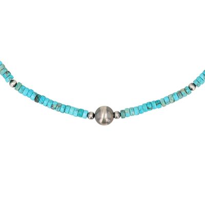 Southwest Sterling Kingman Turquoise Bead Necklace