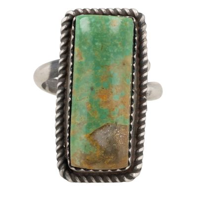 Tia Long Navajo Sterling Kingman Turquoise Adjustable Ring
