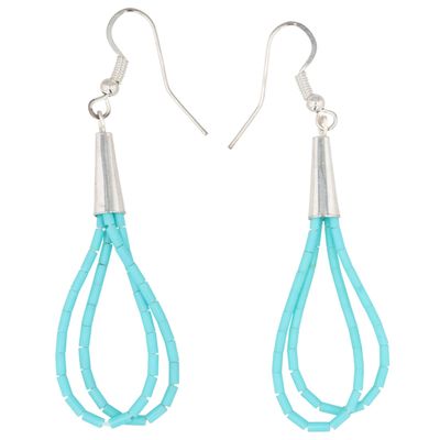 Ramona Calabaza Santo Domingo Sterling Turquoise Earrings
