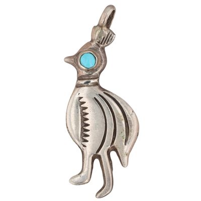 Navajo Sterling Turquoise Quail Pendant