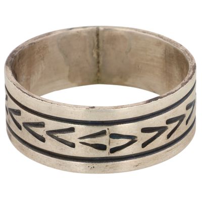 Rick Enriquez Navajo Sterling Stamped Ring Sz 13