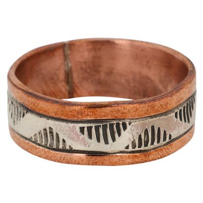 Jordan Gene Navajo Sterling Copper Ring Sz 12.5