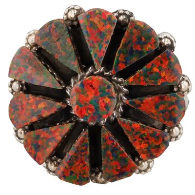 Delbert & Melinda Chavez Zuni Sterling Opal Ring Sz 8