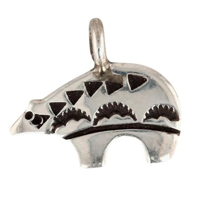 Norman Woody Navajo Sterling Stamped Bear Pendant