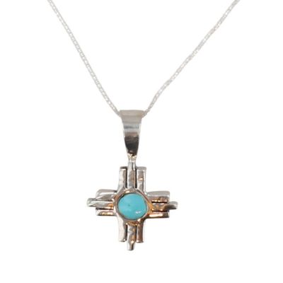 Jerold Francisco Navajo Sterling Turquoise Zia Necklace