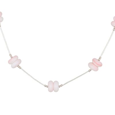 Southwest Sterling Pink Conch Liquid Silver Necklace