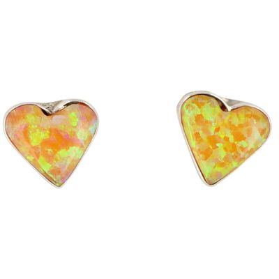 Arlinda Lalio Zuni Sterling Opal Heart Earrings