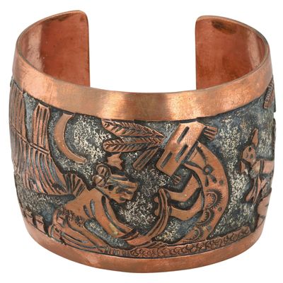 Elaine Becenti Navajo Copper Storyteller Cuff Bracelet