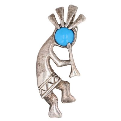 Jim Calladitto Navajo Sterling Turquoise Kokopelli Pendant