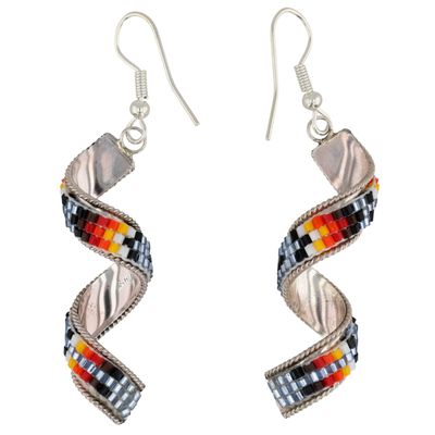 Navajo Sterling Microbead Spiral Earrings