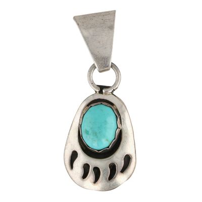 Sensa Eustace Zuni Sterling Turquoise Bear Paw Pendant