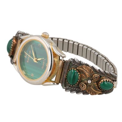 Vintage Navajo Sterling Malachite Watch